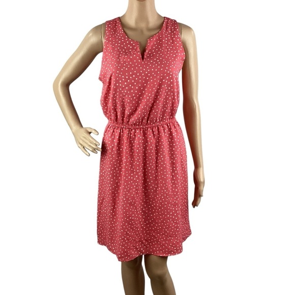 41 Hawthorn Split Neck Polka Dot Dress Size S Pink - Picture 1 of 7